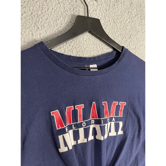 Divided by H&M Miami Florida Navy Graphic Knot Crop Tee Women’s M Y2K Streetwear - Picture 5 of 6